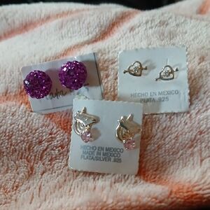 Purple and Silver Earring Set